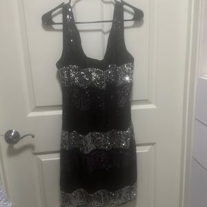Black and Purple Sparkling Cocktail Dress